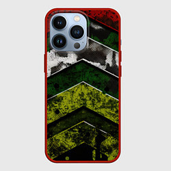 Чехол для iPhone 13 Pro Абстрактные камуфляж, цвет: 3D-красный