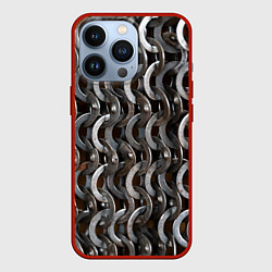 Чехол для iPhone 13 Pro Кольчуга с большими кольцами, цвет: 3D-красный