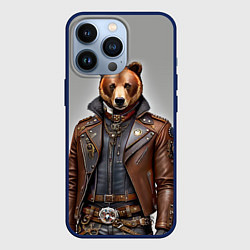Чехол для iPhone 13 Pro Cool bear - steampunk - neural network, цвет: 3D-тёмно-синий