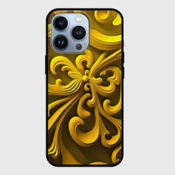 Чехол для iPhone 13 Pro Желтый объемный узор, цвет: 3D-черный
