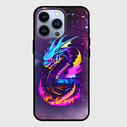 Чехол для iPhone 13 Pro Space dragon - neon glow - neural network, цвет: 3D-черный