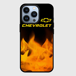 Чехол для iPhone 13 Pro Chevrolet - gold gradient: символ сверху, цвет: 3D-черный