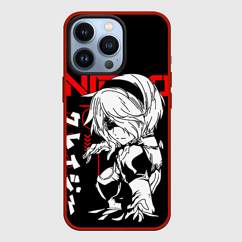 Чехол iPhone 13 Pro Nier automata - черный и красный / 3D-Красный – фото 1