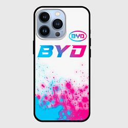 Чехол iPhone 13 Pro BYD neon gradient style: символ сверху