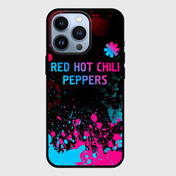Чехол для iPhone 13 Pro Red Hot Chili Peppers - neon gradient: символ свер, цвет: 3D-черный