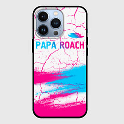 Чехол для iPhone 13 Pro Papa Roach neon gradient style: символ сверху, цвет: 3D-черный