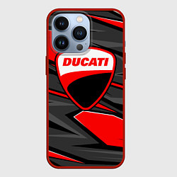 Чехол для iPhone 13 Pro Ducati - red stripes, цвет: 3D-красный