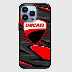 Чехол для iPhone 13 Pro Ducati - red stripes, цвет: 3D-черный