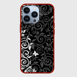 Чехол для iPhone 13 Pro Орнамент с бабочками, цвет: 3D-красный