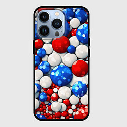 Чехол для iPhone 13 Pro Шарики в цветах флага РФ, цвет: 3D-черный