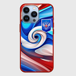 Чехол для iPhone 13 Pro Абстракция герб России, цвет: 3D-красный