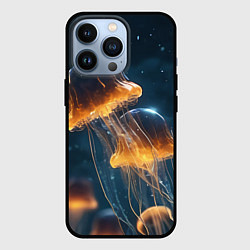 Чехол для iPhone 13 Pro Люминисцентные медузы, цвет: 3D-черный