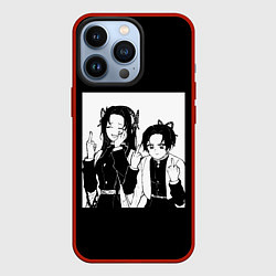 Чехол для iPhone 13 Pro Кочо шинобу показывает фак - Клинок демонов, цвет: 3D-красный