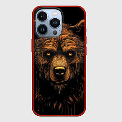 Чехол для iPhone 13 Pro Медведь иллюстрация, цвет: 3D-красный