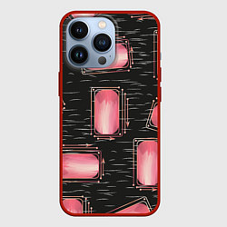 Чехол для iPhone 13 Pro Прямоугольник линии и стрелки, цвет: 3D-красный