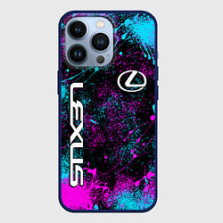 Чехол для iPhone 13 Pro Lexus - неоновые брызги, цвет: 3D-тёмно-синий