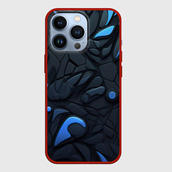 Чехол для iPhone 13 Pro Blue black abstract texture, цвет: 3D-красный