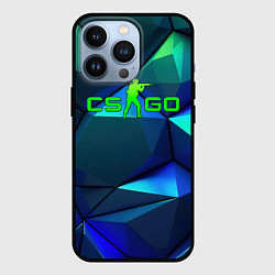 Чехол для iPhone 13 Pro CSGO blue green gradient, цвет: 3D-черный