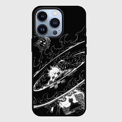 Чехол для iPhone 13 Pro Танджиро против луны - Клинок демонов, цвет: 3D-черный