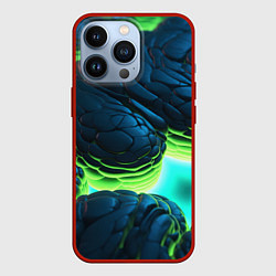 Чехол для iPhone 13 Pro Зеленые объемные плиты, цвет: 3D-красный