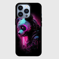 Чехол iPhone 13 Pro Панда киберпанк в фиолетовом свете