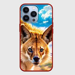 Чехол для iPhone 13 Pro Пятнистая гиена в саванне, цвет: 3D-красный