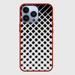Чехол для iPhone 13 Pro Черно-белые ромбы и клетки, цвет: 3D-красный