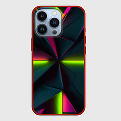 Чехол для iPhone 13 Pro Зеленые неоновые плиты, цвет: 3D-красный