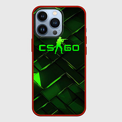 Чехол для iPhone 13 Pro CSGO green abstract elements, цвет: 3D-красный