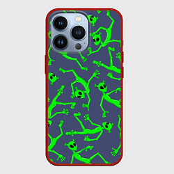 Чехол для iPhone 13 Pro Инопланетяне паттерн, цвет: 3D-красный