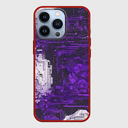 Чехол для iPhone 13 Pro Киберпанк заражение фиолетовое, цвет: 3D-красный