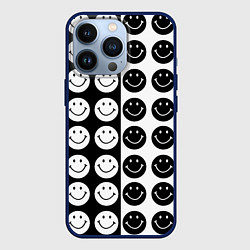 Чехол для iPhone 13 Pro Smiley black and white, цвет: 3D-тёмно-синий