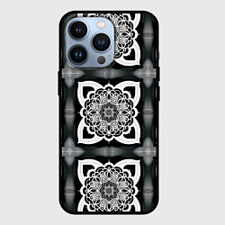 Чехол для iPhone 13 Pro Квадратная мандала узор, цвет: 3D-черный