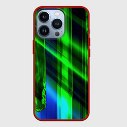 Чехол для iPhone 13 Pro Зеленая зеркальная абстракция, цвет: 3D-красный