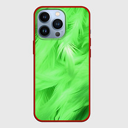 Чехол для iPhone 13 Pro Зеленые абстрактные листья, цвет: 3D-красный