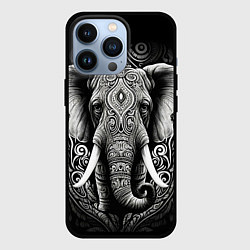 Чехол для iPhone 13 Pro Индийский слон с узорами, цвет: 3D-черный