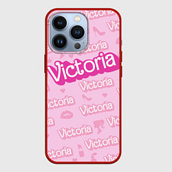 Чехол для iPhone 13 Pro Виктория - паттерн Барби розовый, цвет: 3D-красный