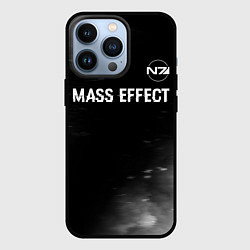 Чехол iPhone 13 Pro Mass Effect glitch на темном фоне: символ сверху