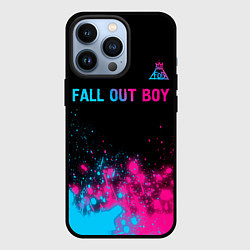Чехол для iPhone 13 Pro Fall Out Boy - neon gradient: символ сверху, цвет: 3D-черный