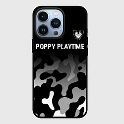 Чехол для iPhone 13 Pro Poppy Playtime glitch на темном фоне: символ сверх, цвет: 3D-черный