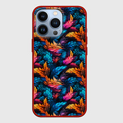 Чехол для iPhone 13 Pro Фантастические листья растений узор, цвет: 3D-красный