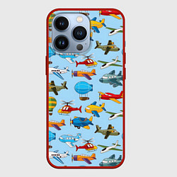 Чехол для iPhone 13 Pro Самолёты и вертолёты, цвет: 3D-красный