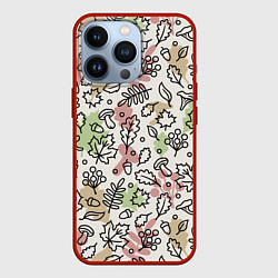 Чехол для iPhone 13 Pro Осень - бежевый, цвет: 3D-красный