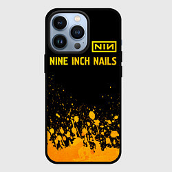 Чехол для iPhone 13 Pro Nine Inch Nails - gold gradient: символ сверху, цвет: 3D-черный
