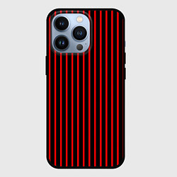 Чехол для iPhone 13 Pro Красно-чёрный полосатый, цвет: 3D-черный