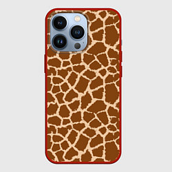 Чехол для iPhone 13 Pro Кожа жирафа - giraffe, цвет: 3D-красный