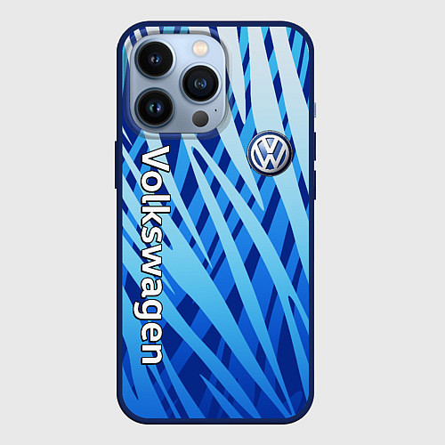 Чехол iPhone 13 Pro Volkswagen - синий камуфляж / 3D-Тёмно-синий – фото 1