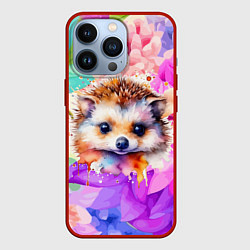 Чехол для iPhone 13 Pro Ежик в цветах, цвет: 3D-красный