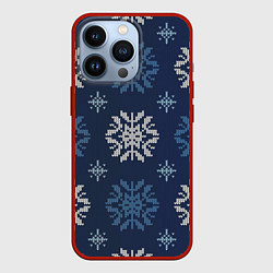 Чехол для iPhone 13 Pro Снежинки спицами - узоры зимы, цвет: 3D-красный