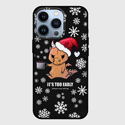 Чехол для iPhone 13 Pro Дракон с кофе, цвет: 3D-черный